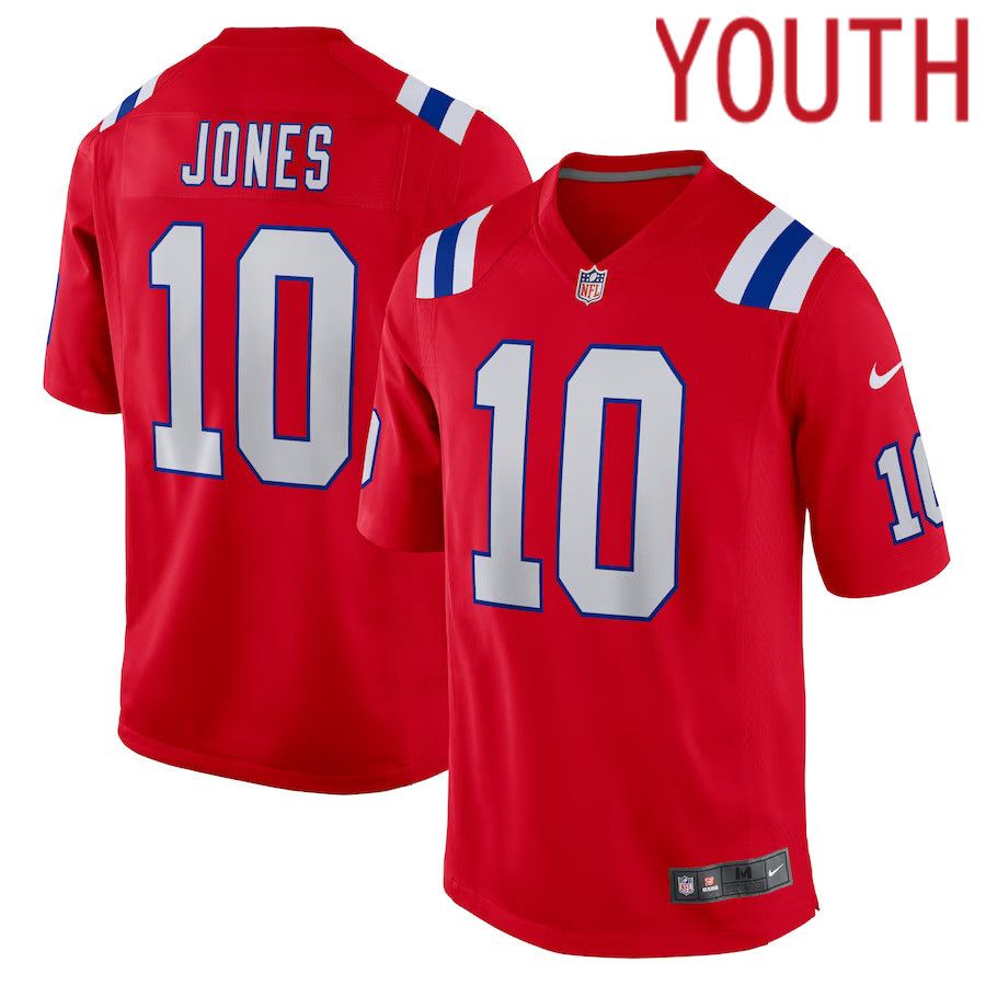 Youth New England Patriots 10 Mac Jones Nike Red Game NFL Jersey